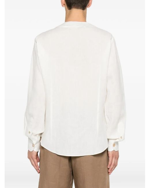 Eleventy White V-Neck Buttoned Shirt for men