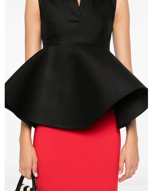 Jacquemus Black Peplum Wool-Silk Sleeveless Top