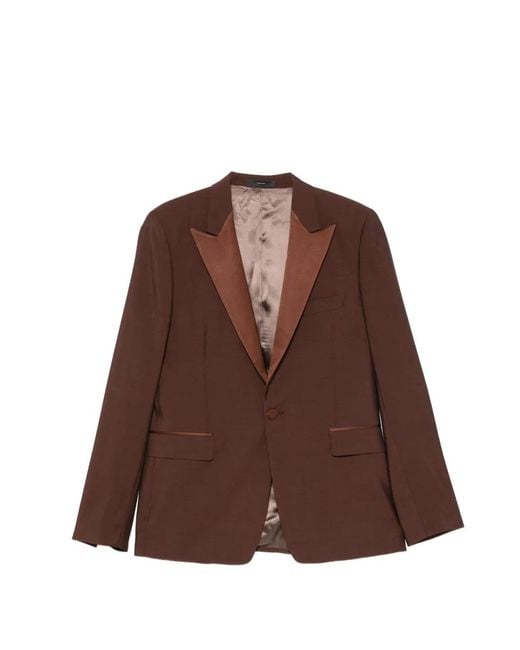 Paul Smith Brown Satin-Lapel Blazer for men
