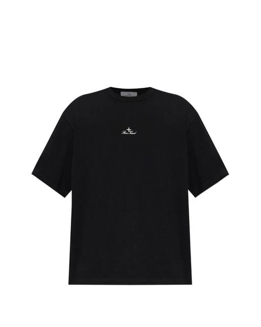 Stone Island Black Logo-Embroidered T-Shirt for men