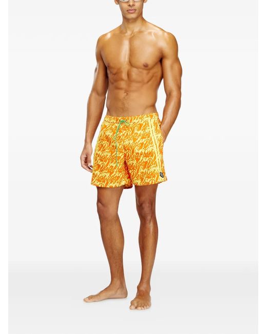 DIESEL Yellow Soccer-41-D-Pop Patterned Swim Shorts for men