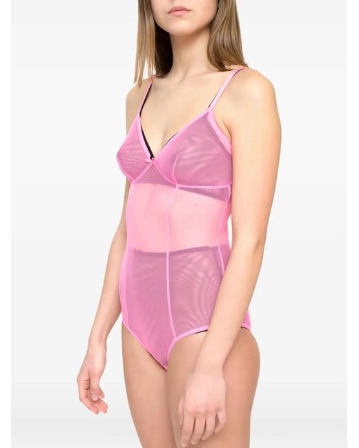 Laura Urbinati Pink Body À Empiècement En Résille