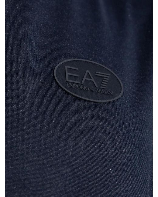 EA7 Blue Logo-Patch Polo Shirt for men