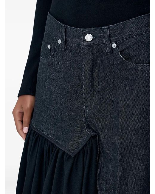 Yohji Yamamoto Blue Cut-Off Combination Midi Skirt