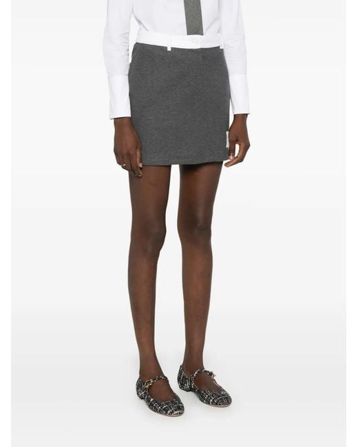 Thom Browne Gray Logo-Patch Mini Skirt