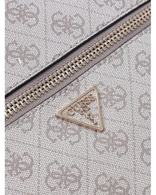 Guess Gray Monogram-Pattern Zip-Around Backpack