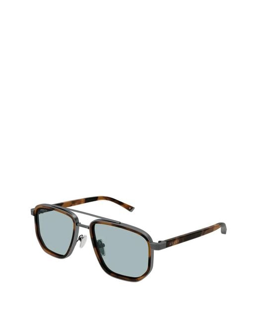 Gucci Black Tortoiseshell-Effect Double-Bridge Sunglasses for men