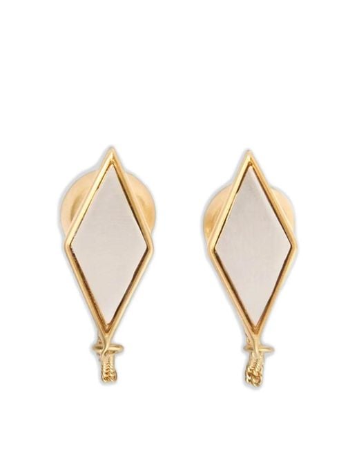 Jil Sander Natural Argyle-Pattern Chain-Detail Earrings
