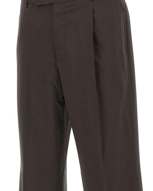 PT Torino Gray Fifteen Virgin Wool Tailored Trousers for men