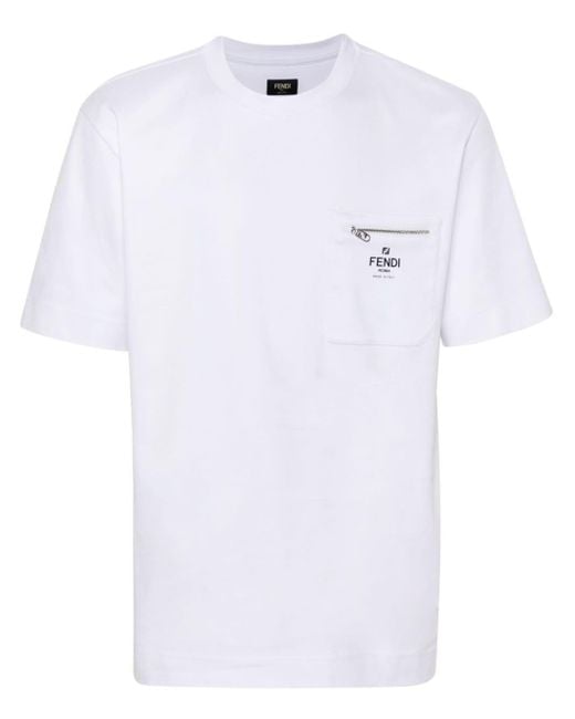 Fendi T-Shirt mit Logo-Print in White für Herren
