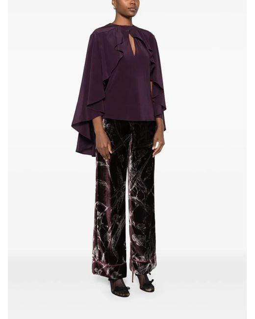 LaDoubleJ Purple Ruffled Overlay Top