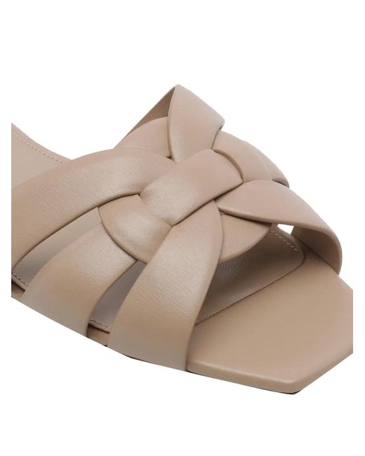 Saint Laurent Natural Tribute Woven Leather Sandals