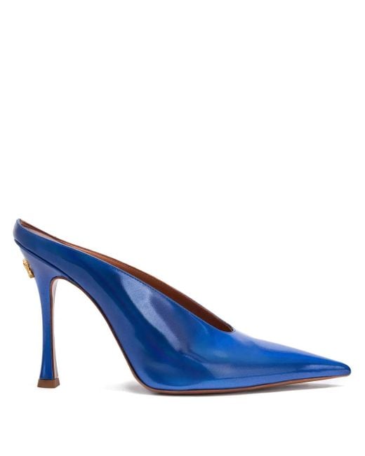 Roberto Cavalli Blue Sleek Pointed-Toe Mules