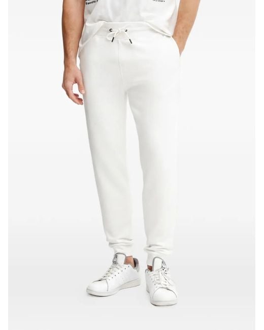 Guess White Logo-Patch Drawstring Track Pants for men