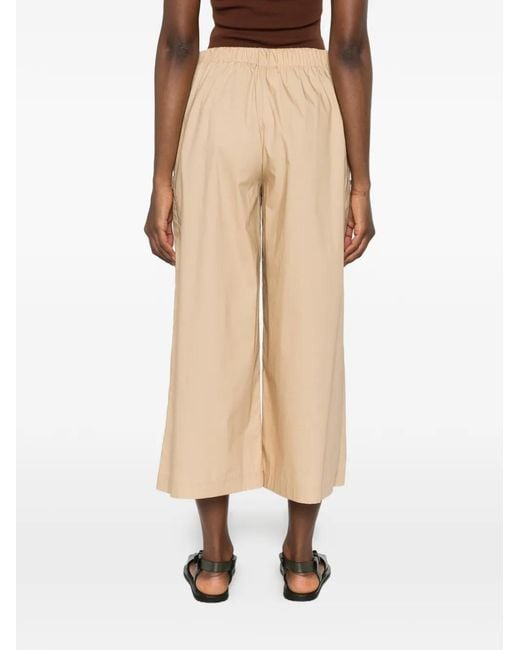 Carla G Natural Pugi Wide-Leg Cropped Trousers