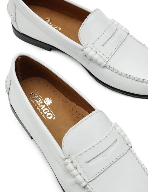 Sebago White Mocassins En Cuir À Entaille Penny
