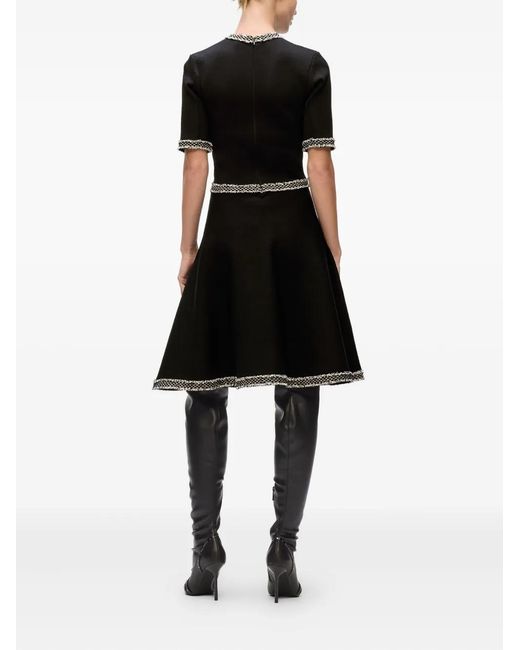 Karl Lagerfeld Black Boucle-Trim Knit Dress