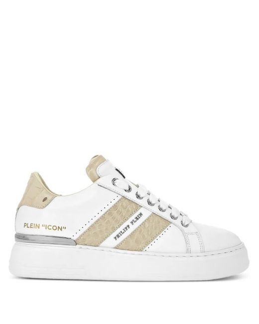 Philipp Plein White Leather Platform Sneakers