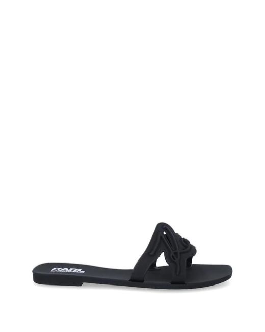 Karl Lagerfeld White Logo-Embossed Slides