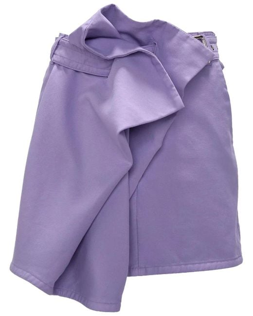 J.W. Anderson Purple Asymmetric Draped Cotton Mini Skirt