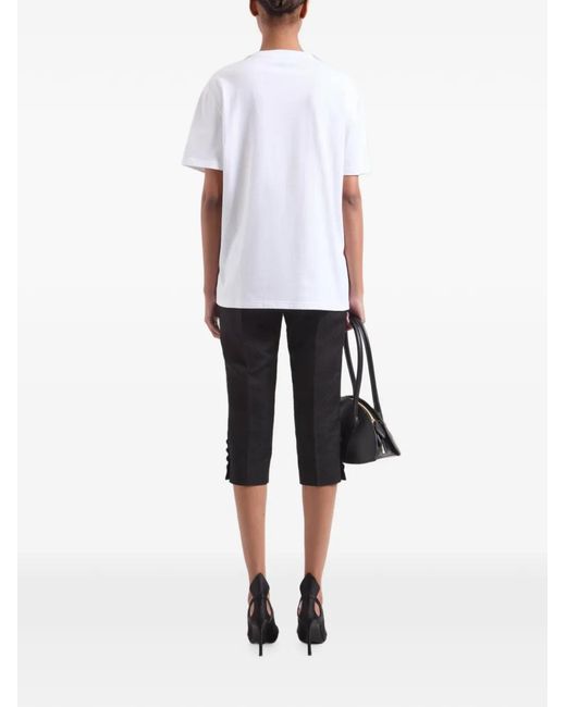 Nina Ricci White Leopard-Print Bow-Detail T-Shirt