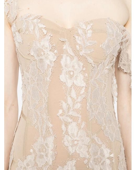 GIUSEPPE DI MORABITO White Floral-Lace Mini Dress