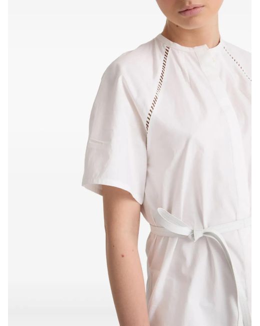 Yves Salomon White Belted Midi Dress