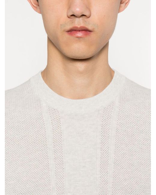 Brunello Cucinelli White Short Sleeve Crew-Neck Sweater for men