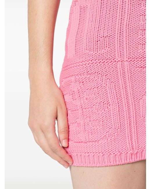 Nanushka Pink Colinda Cable-knit Cotton Miniskirt