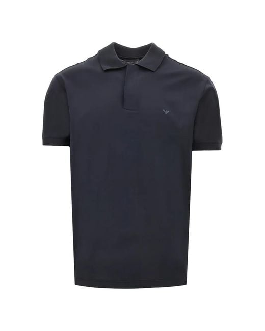 Emporio Armani Blue Logo-Embroidered Polo Shirt for men