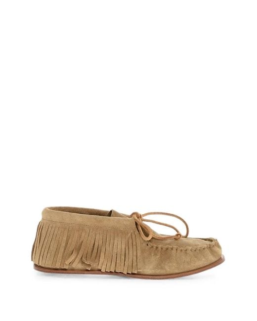 Pierre Hardy Natural Tahoe Fringed Suede Loafers