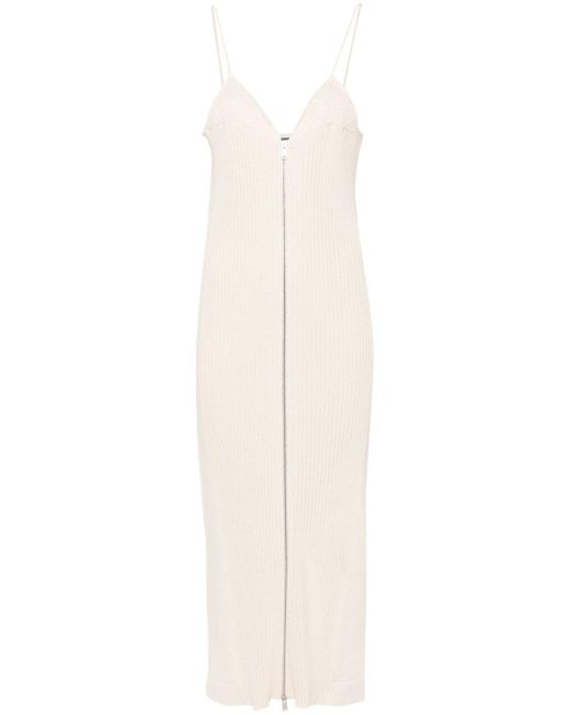 Jil Sander White Ribbed-Knit Cotton Maxi Dress