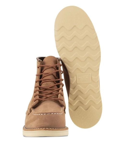 Red Wing Brown Classic Moc Leather Ankle Boots