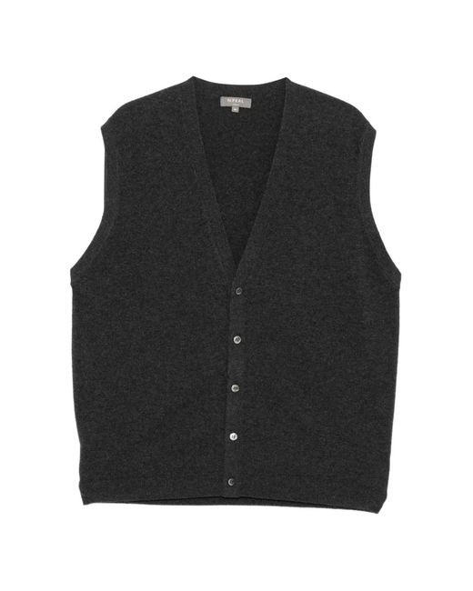 N.Peal Cashmere Black Cashmere Sleeveless Cardigan for men