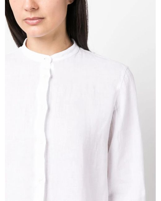 Fay White Long-Sleeve Linen Shirt