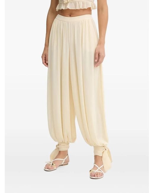 Bardot Natural Tie-Cuff Gathered Trousers