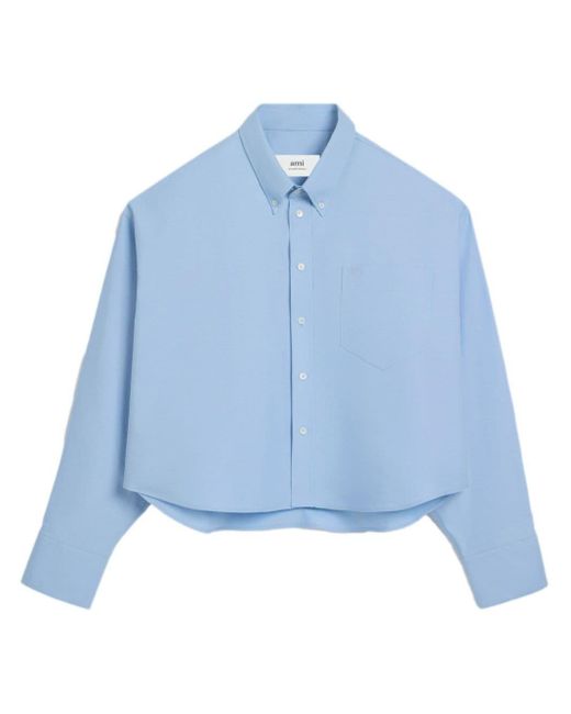 AMI Blue Besticktes Hemd aus Popeline