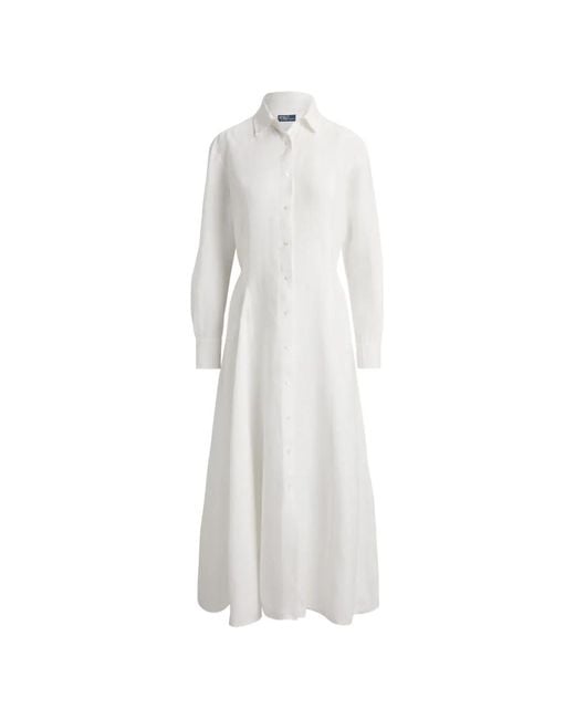 Polo Ralph Lauren White Linen A-Line Shirt Dress