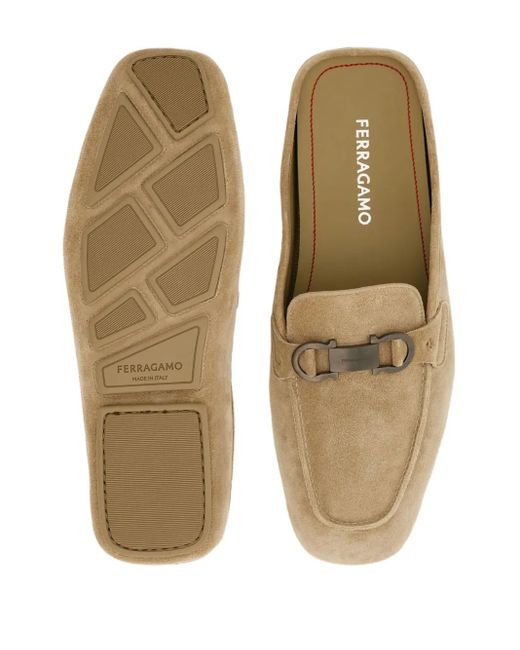 Suede Slippers di Ferragamo in White da Uomo