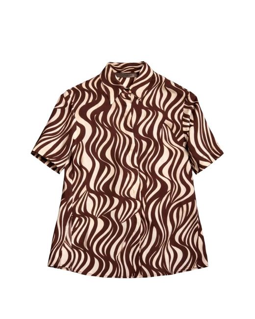 Enza Costa Brown Resort Wave-Print Shirt