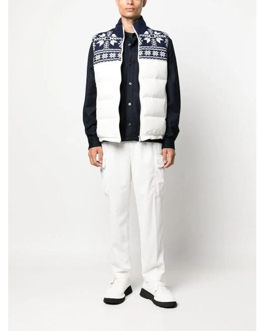 Brunello Cucinelli Blue Fair Isle Panelled Gilet for men