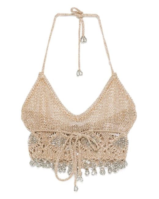 Rabanne Natural Halterneck Embellished Top