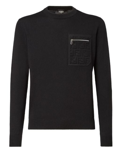 Fendi Trui Met Logopatch En Zak in het Black voor heren