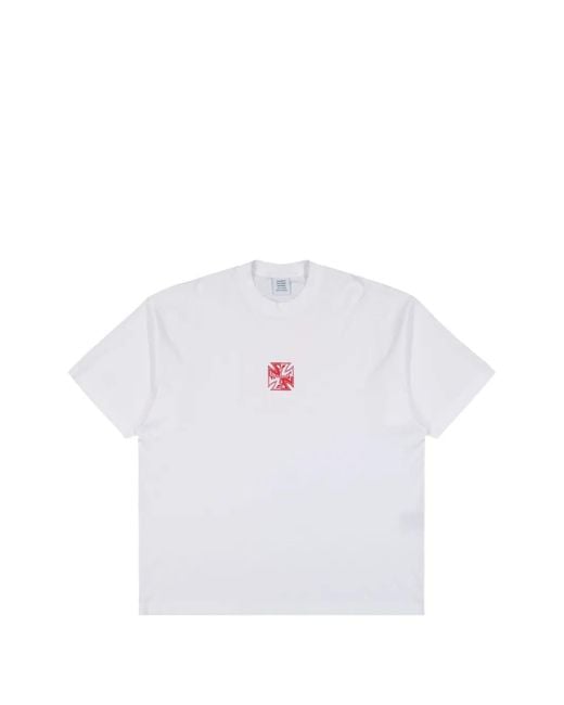 Vetements White T-Shirt Biker Double À Logo Croisé for men