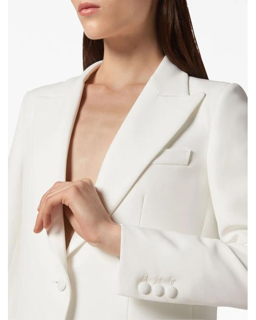Philipp Plein White Cady Single-Breasted Peaked Blazer