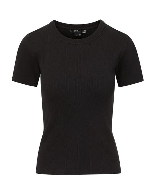 Veronica Beard Black Ribbed Crew-Neck T-Shirt