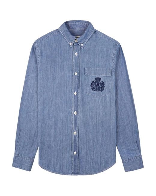 Sporty & Rich Blue Embroidered Pocket Shirt
