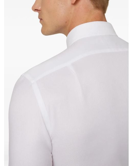 Boggi White Dobby Windsor-Collar Shirt for men