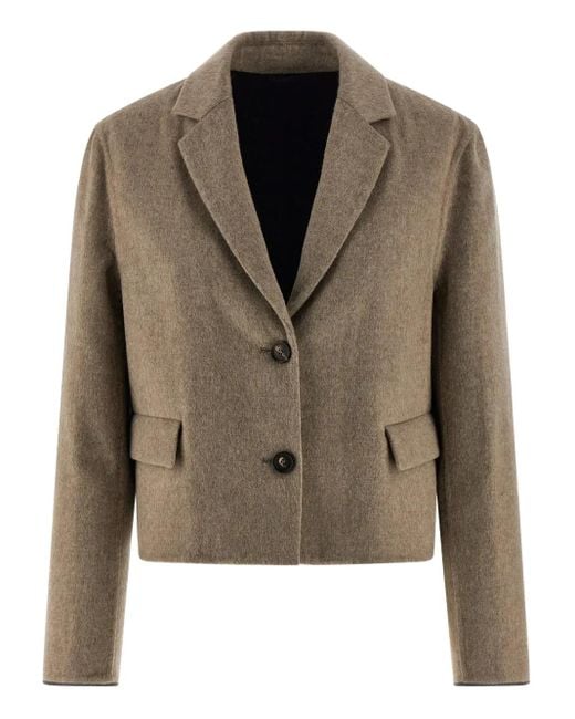 Brunello Cucinelli Green Single-Breasted Wool Blazer