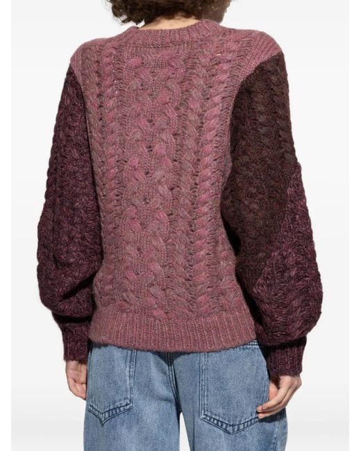 Isabel Marant パッチワーク ケーブルニットセーター Red